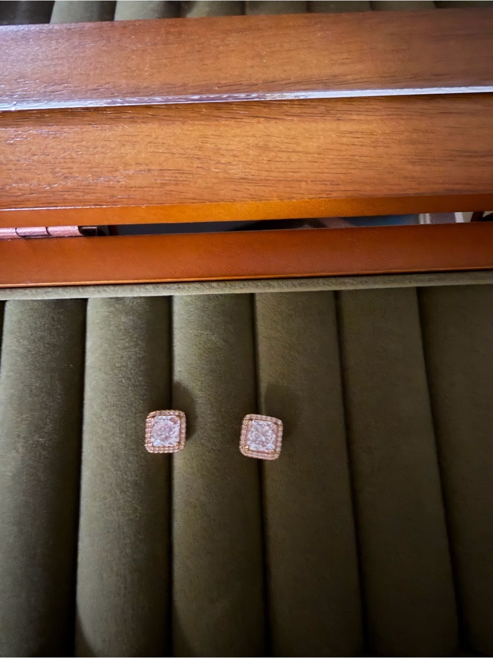 Swarovski Rose Gold Square Halo Crystal Stud Earrings